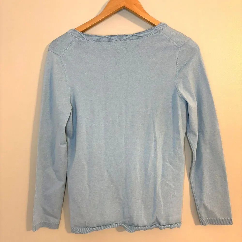 Pendleton Women’s Cardigan Silk Blend Button Down Light Blue V Neck Petite Small